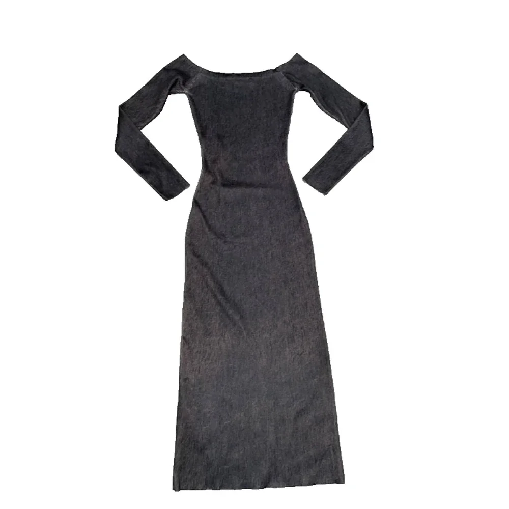 Zara Maxi Bodycon babydoll preppy Y2K Dress Grey XS A006557